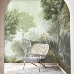 Fotótapéta Fák csoportja egy ködös erdőben