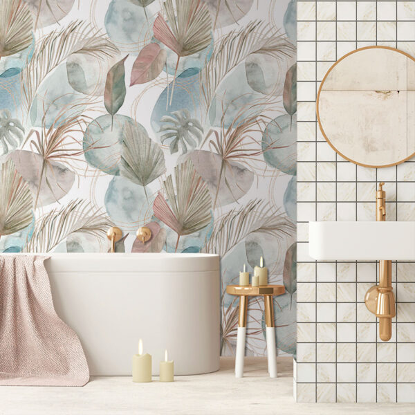 Trópusi akvarell levelek mintás design Fotótapéta Trópusi akvarell levelek mintás design