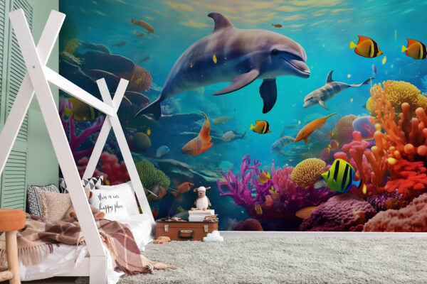 Fotótapéta Delfin úszik a korallzátonyban