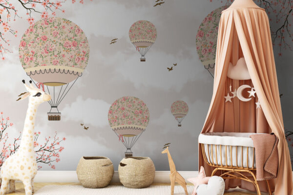 Hőlégballon virágokkal Fotótapéta Hőlégballon virágokkal