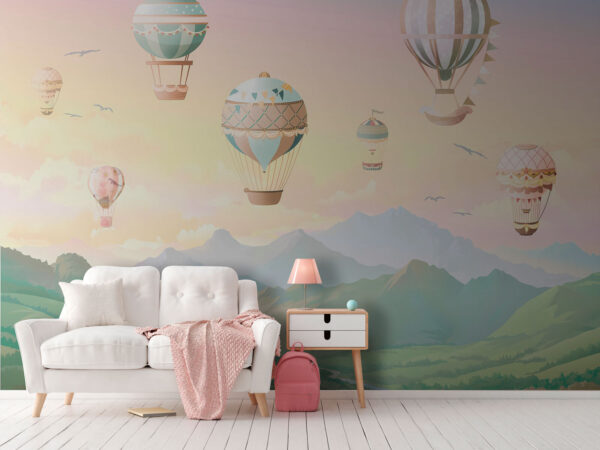 Hőlégballon zászlókkal Fotótapéta Hőlégballon zászlókkal