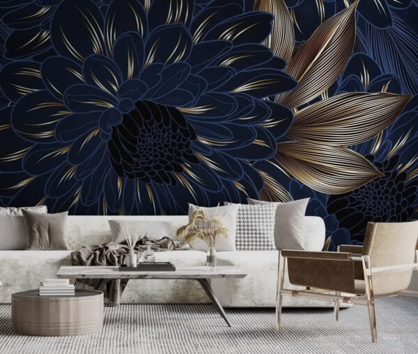Elegáns virágos design sötét tónusokkal Fotótapéta Elegáns virágos design sötét tónusokkal