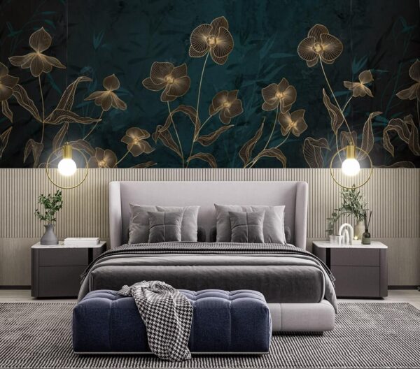 Fotótapéta Elegáns virágos minta sötét háttéren