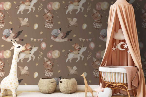 Fotótapéta Állatok és léggömbök mintája (Cikkszám: u72098) Fotótapéta Fotótapéta Állatok és léggömbök mintája (Cikkszám: u72098)