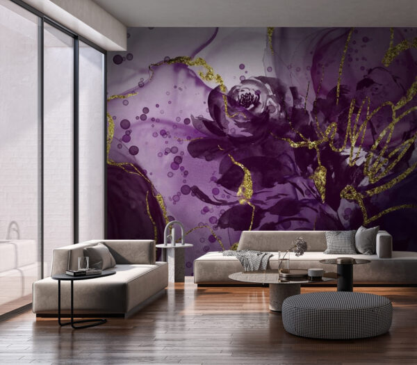 Elegáns lila virágos absztrakt design Fotótapéta Elegáns lila virágos absztrakt design