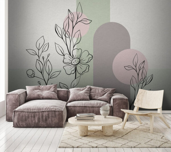 Fotótapéta Rajz egy virág és levelek