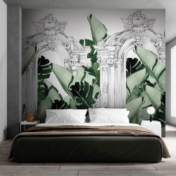 Fotótapéta Fehér boltív zöld levelekkel