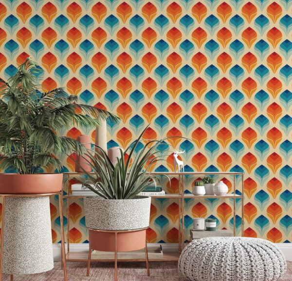 Fotótapéta Narancssárga és kék levelek mintája