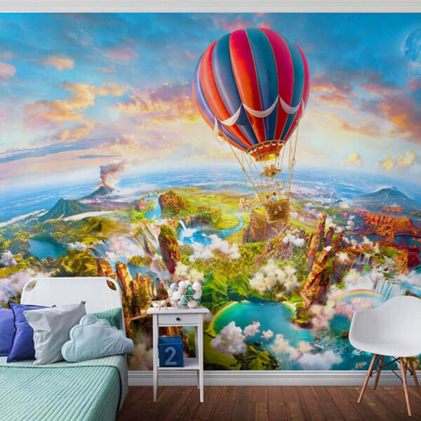 Hőlégballon a táj felett Fotótapéta Hőlégballon a táj felett