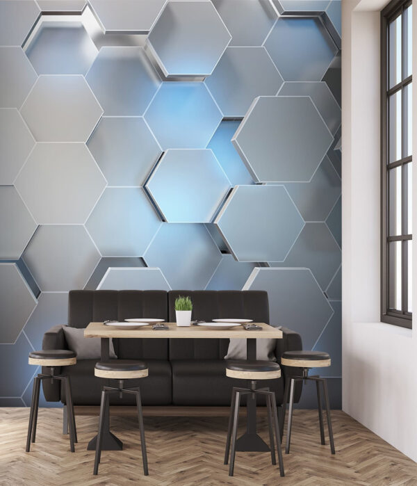 Hatszögletű, modern, fémes mintás design Fotótapéta Hatszögletű, modern, fémes mintás design
