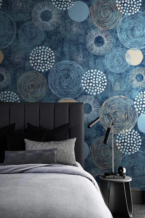 Kék és fehér kör alakú design Fotótapéta Kék és fehér kör alakú design