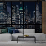 Fotótapéta A város látványa egy ablakból éjszaka