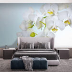 Fotótapéta Fehér orchideák a víz felett