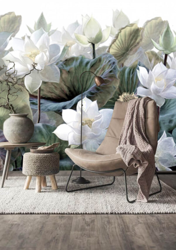 Fotótapéta Lótuszvirágok buja zöld levelek között