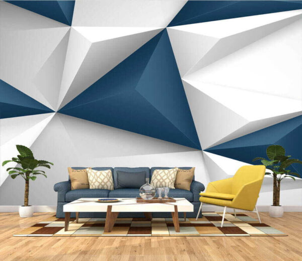 Fehér és kék geometriai formák Fotótapéta Fehér és kék geometriai formák