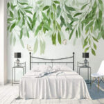 Fotótapéta Festmény levelek és pillangók