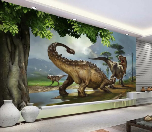 Nagy dinoszaurusz hosszú szarvakkal és hosszú farokkal Fotótapéta Nagy dinoszaurusz hosszú szarvakkal és hosszú farokkal