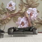 Fotótapéta Fali dekoráció virágokkal és levelekkel