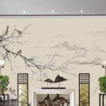 Fotótapéta Festmény madarak egy ágon