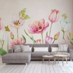 Fotótapéta Virágok és pillangók festése