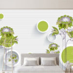 Fotótapéta Tapéta virágokkal és körökkel