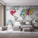 Fotótapéta Sárga betű egy téglafalra