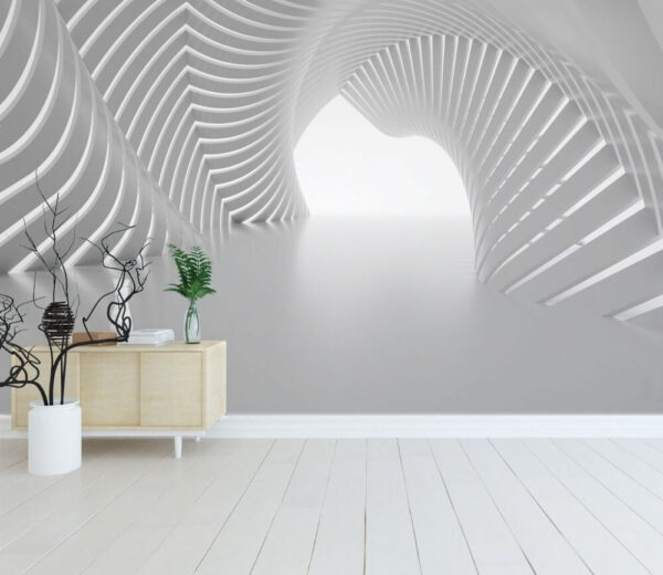 Futurisztikus fehér építészeti spirál design Fotótapéta Futurisztikus fehér építészeti spirál design