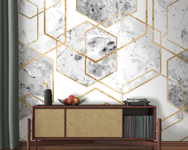 Elegáns hatszögletű márványmintás design Fotótapéta Elegáns hatszögletű márványmintás design