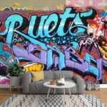 Fotótapéta Városi graffiti művészet élénk színekben