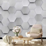 Fotótapéta Fehér hatszögek a falon