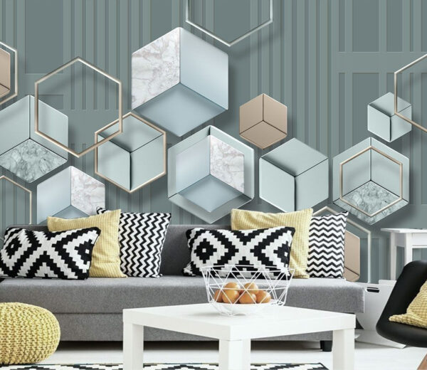 Tapéta hatszögekkel és geometriai formákkal Fotótapéta Tapéta hatszögekkel és geometriai formákkal
