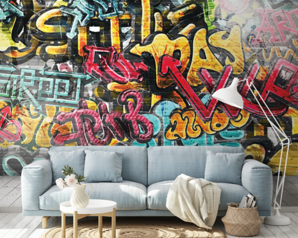 Sárga és fekete graffiti Fotótapéta Sárga és fekete graffiti