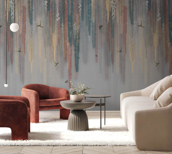 Színes virágos design pillangókkal Fotótapéta Színes virágos design pillangókkal
