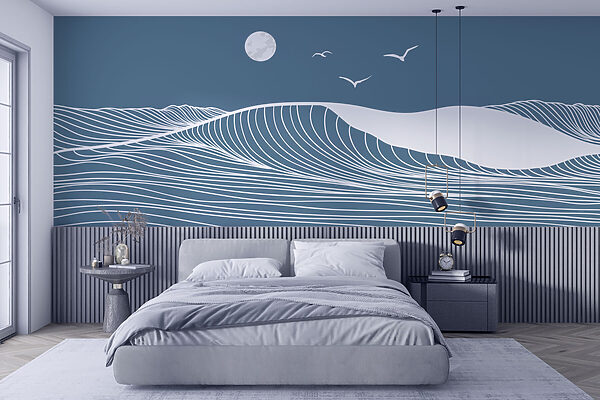 Fotótapéta Fehér vonalak kék háttéren