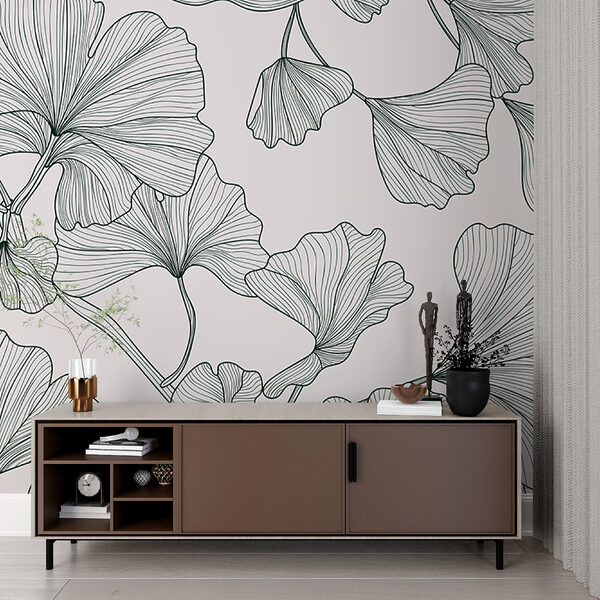 Fotótapéta Fotótapéta Elegáns ginkgo levél mintás design (Cikkszám: w00328v2)