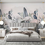 Fotótapéta Flamingók és levelek csoportja