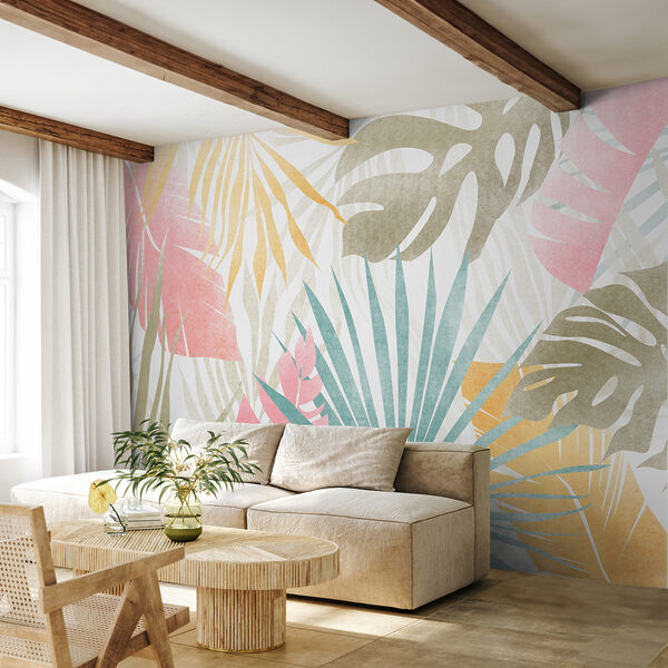 Színes trópusi levél mintás design Fotótapéta Színes trópusi levél mintás design