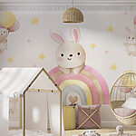 Fotótapéta Rajzfilm nyuszi a szivárványon