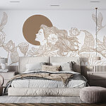 Fotótapéta Nő hosszú hajjal és virágokkal