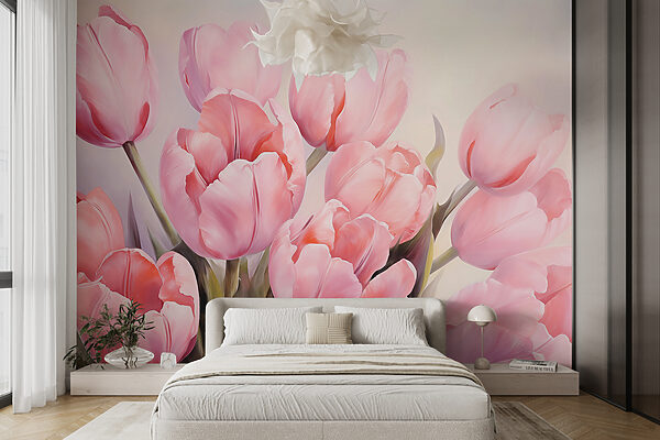 Blush tulipánok táncolnak a fényben Fotótapéta Blush tulipánok táncolnak a fényben