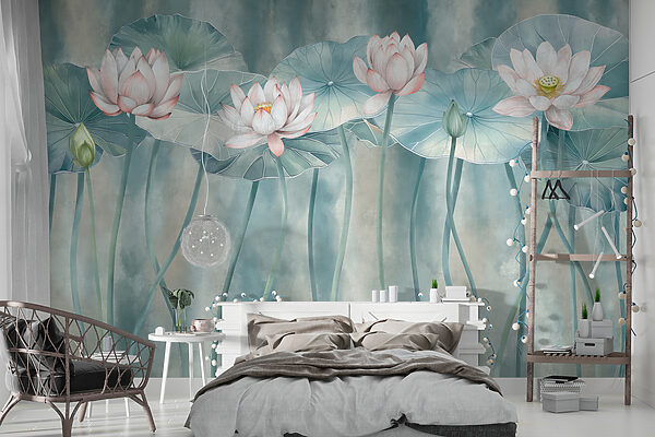 Wall murals Group of flowers and leaves Fotótapéta Wall murals Group of flowers and leaves