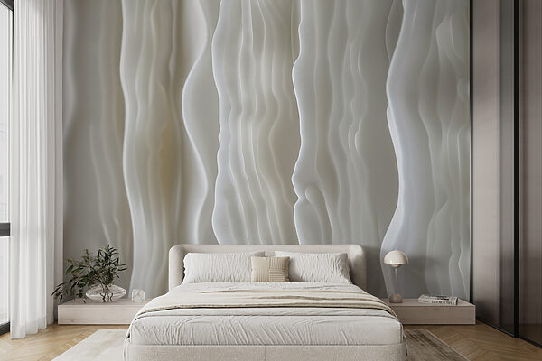 Fotótapéta Hullámzó fehér, lágy absztrakt hullámok