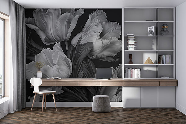 Fotótapéta Elegáns tulipánok monokróm árnyalatokban