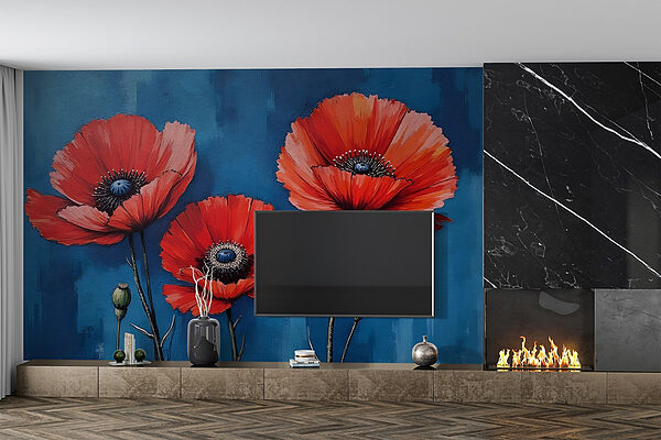 Fotótapéta Festés piros virágok