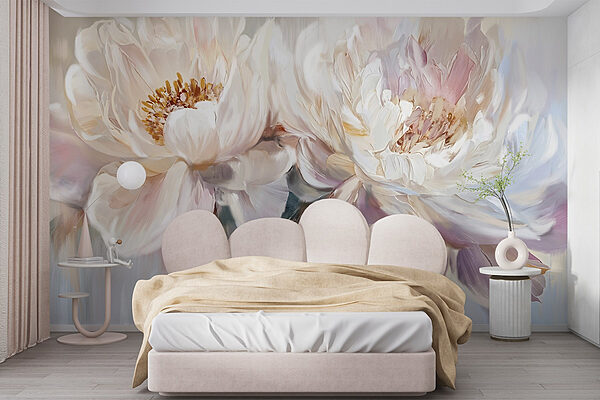 Wall murals Painting of flowers on a white background Fotótapéta Wall murals Painting of flowers on a white background