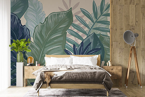 Élénk trópusi lombozatú design Fotótapéta Élénk trópusi lombozatú design