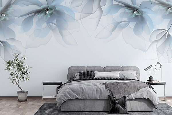 Fotótapéta Virágcsoport fehér és kék virágokkal