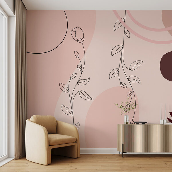 Elegáns virágos vonalas művészeti design Fotótapéta Elegáns virágos vonalas művészeti design