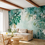 Fotótapéta Zöld növények és virágok festése