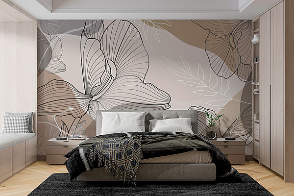 Elegáns virágos vonalas művészeti design Fotótapéta Elegáns virágos vonalas művészeti design
